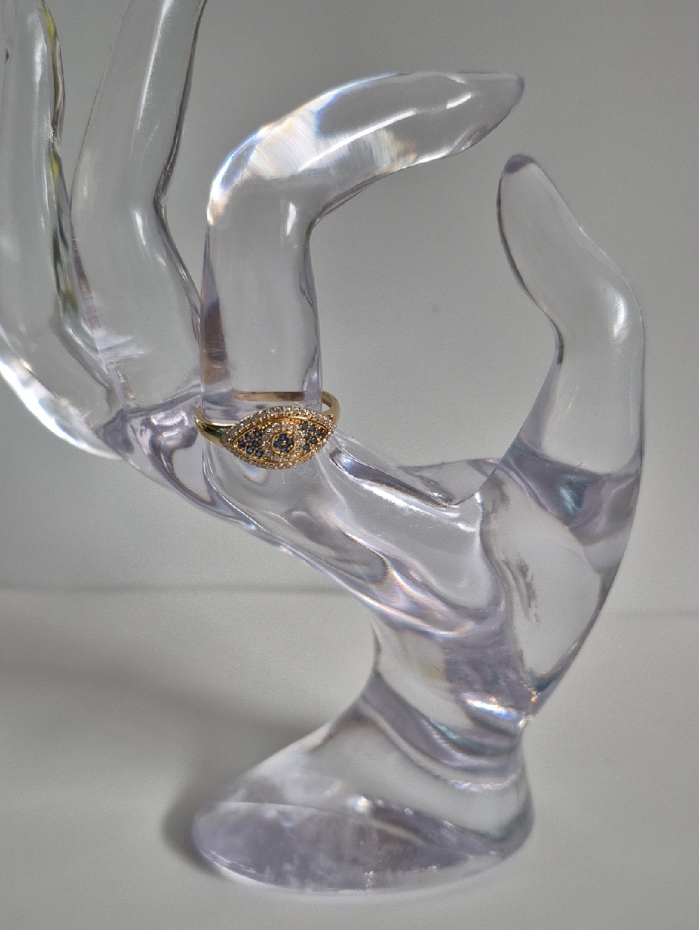 Gold Vermeill Evil Eye Ring with Blue Accent - Women Jewelry